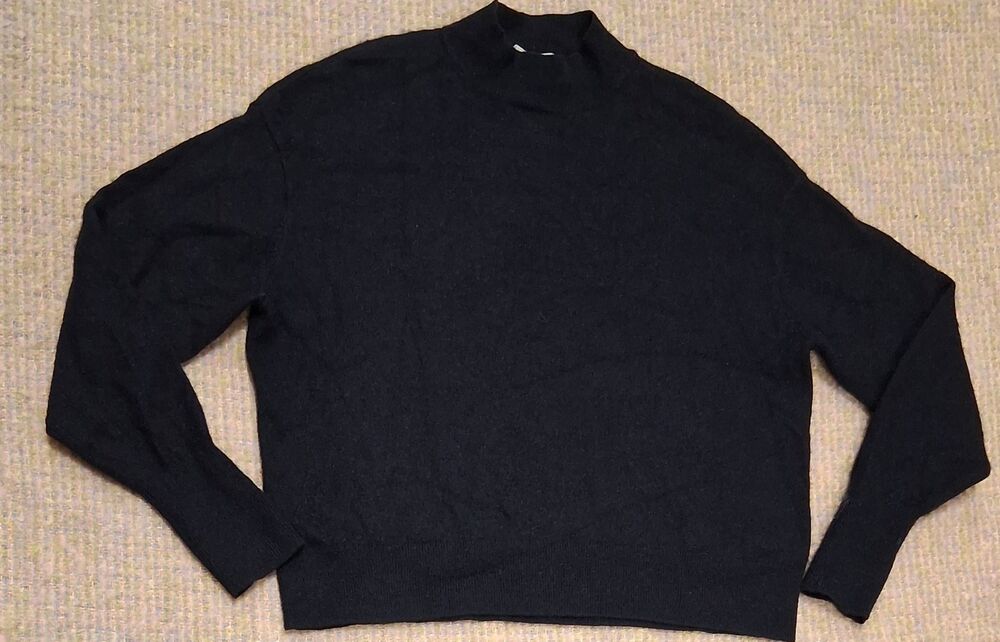 Everlane womens small sweater cashmere black mockneck boxy classic minimalist